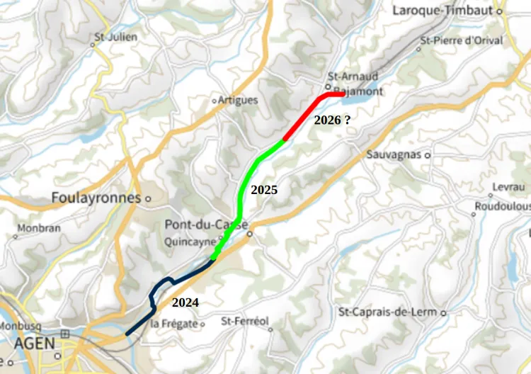 Agen - Pont du Casse - Bajamont (puis Villeneuve via Laroque-Timbaut ?)